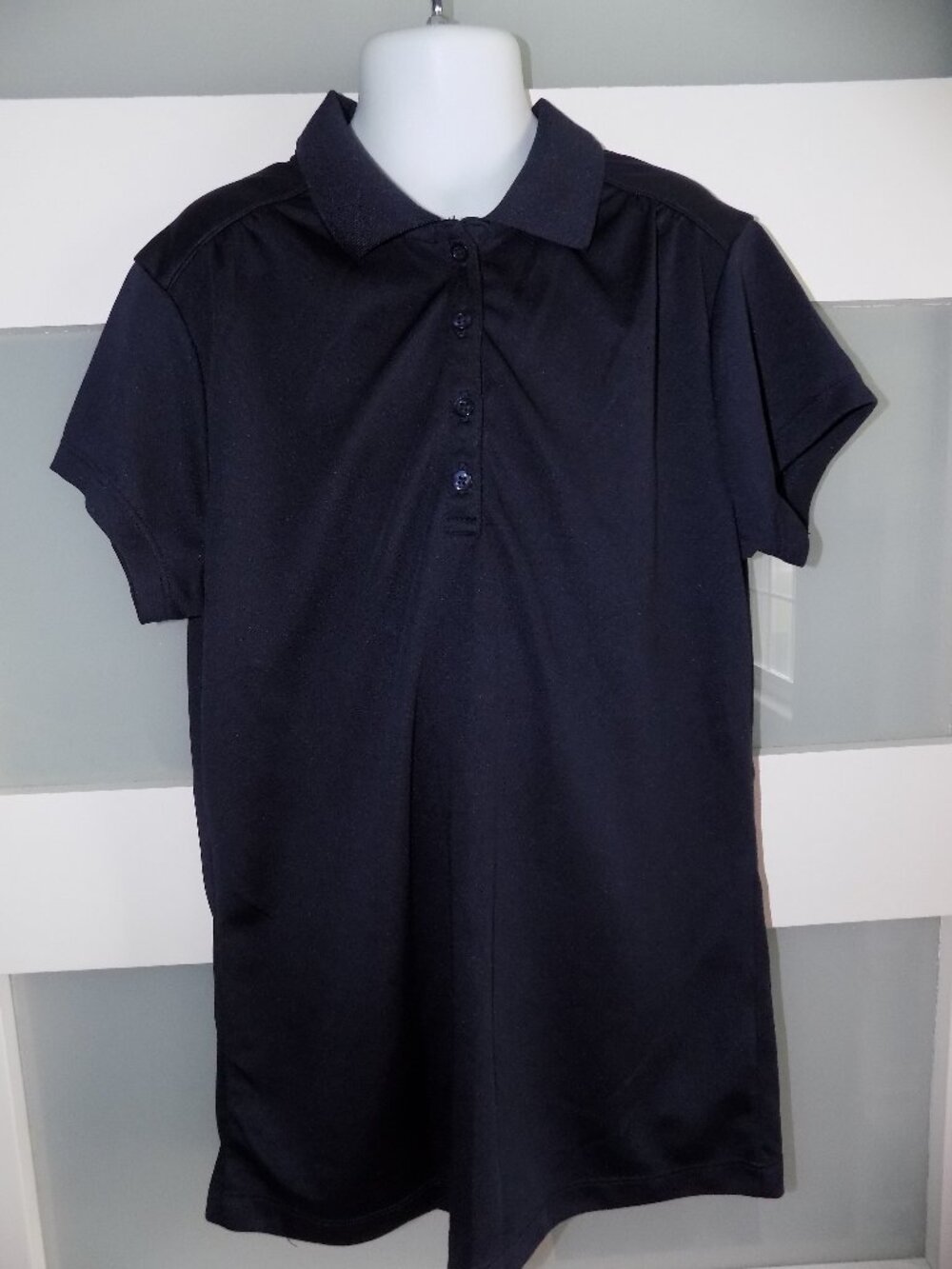 IZOD Approved School Wear Uniform Navy Blue Polo SS Shirt Size L (14) Girl's